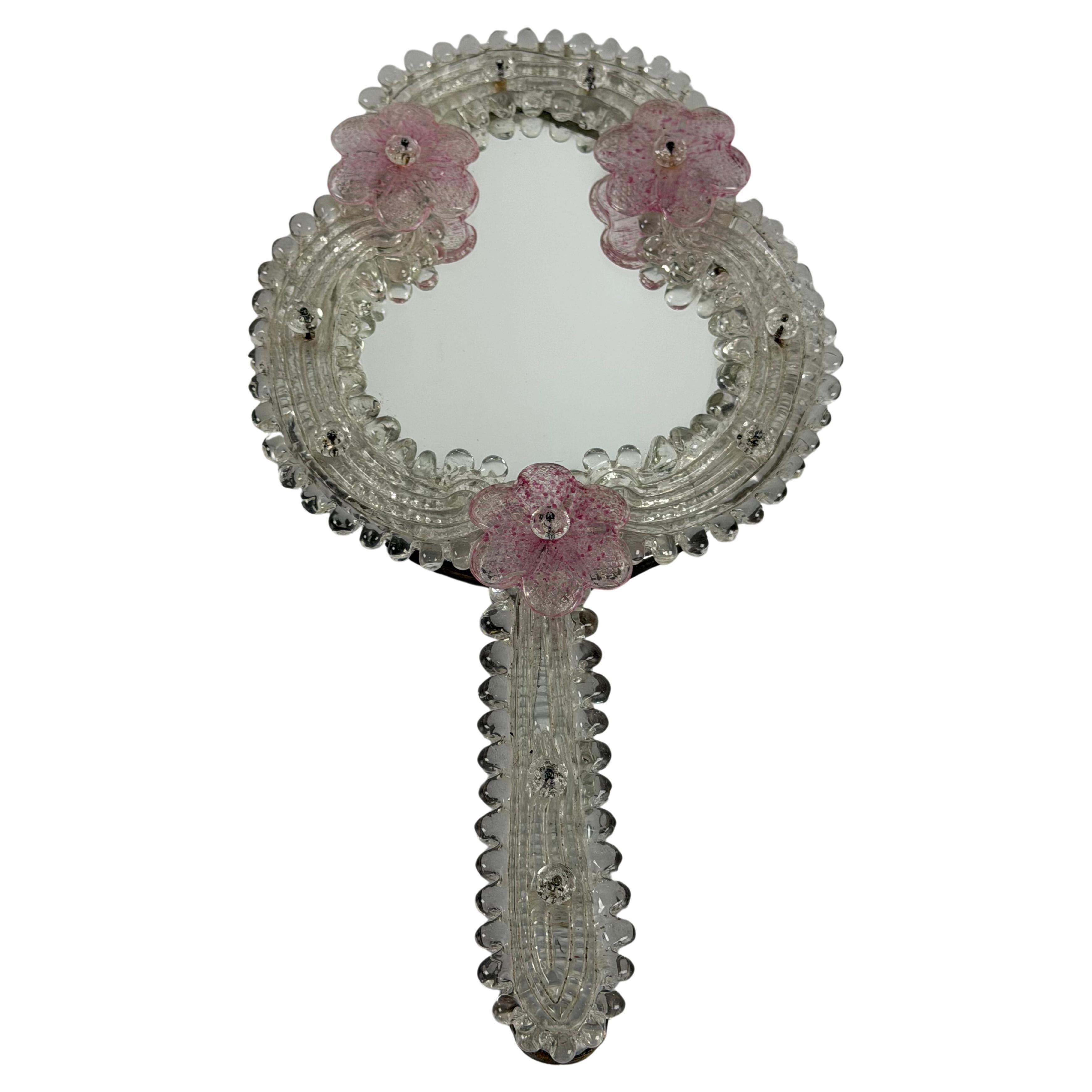 Miroir de toilette en verre de Murano, années 1950 en vente