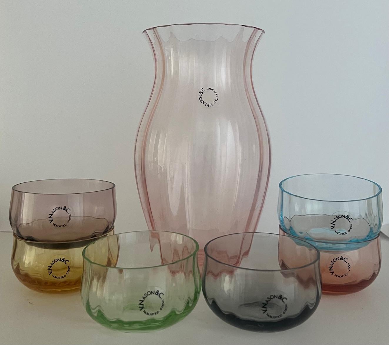Juego de copas o jarrones de cristal de Murano, Murano Italia por v. Nason & C. en Excelente estado para la venta en Ross, CA