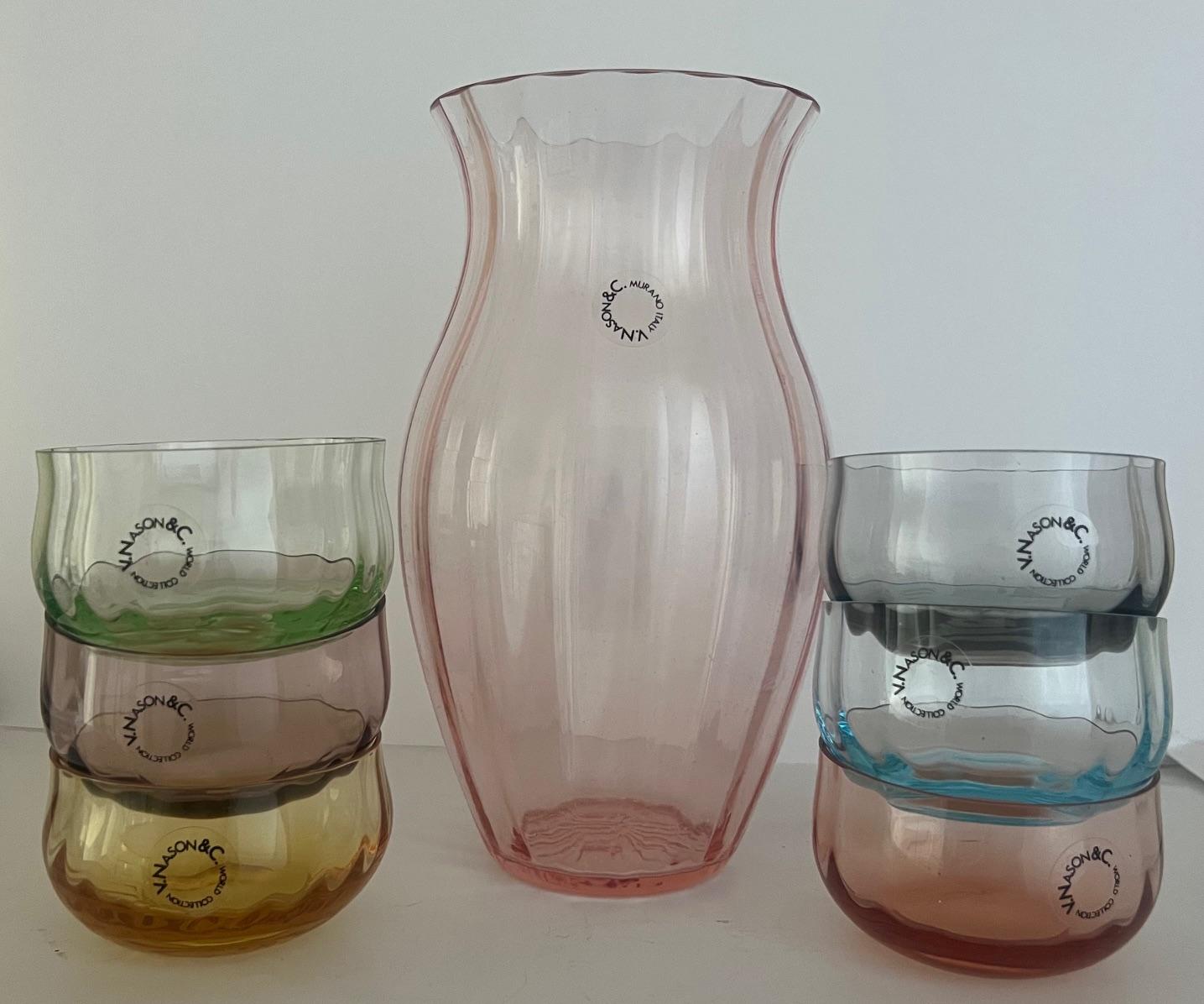 Juego de copas o jarrones de cristal de Murano, Murano Italia por v. Nason & C. finales del siglo XX en venta