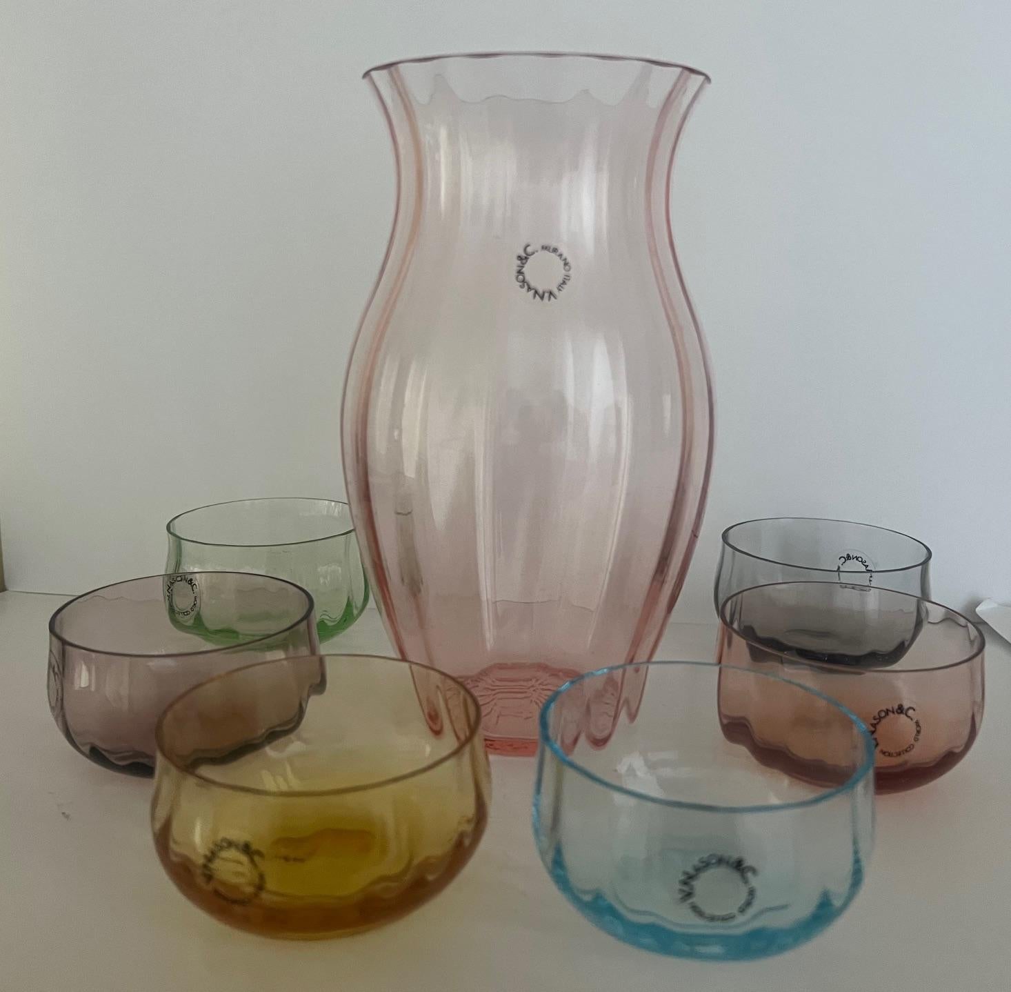 Juego de copas o jarrones de cristal de Murano, Murano Italia por v. Nason & C. Vidrio soplado en venta