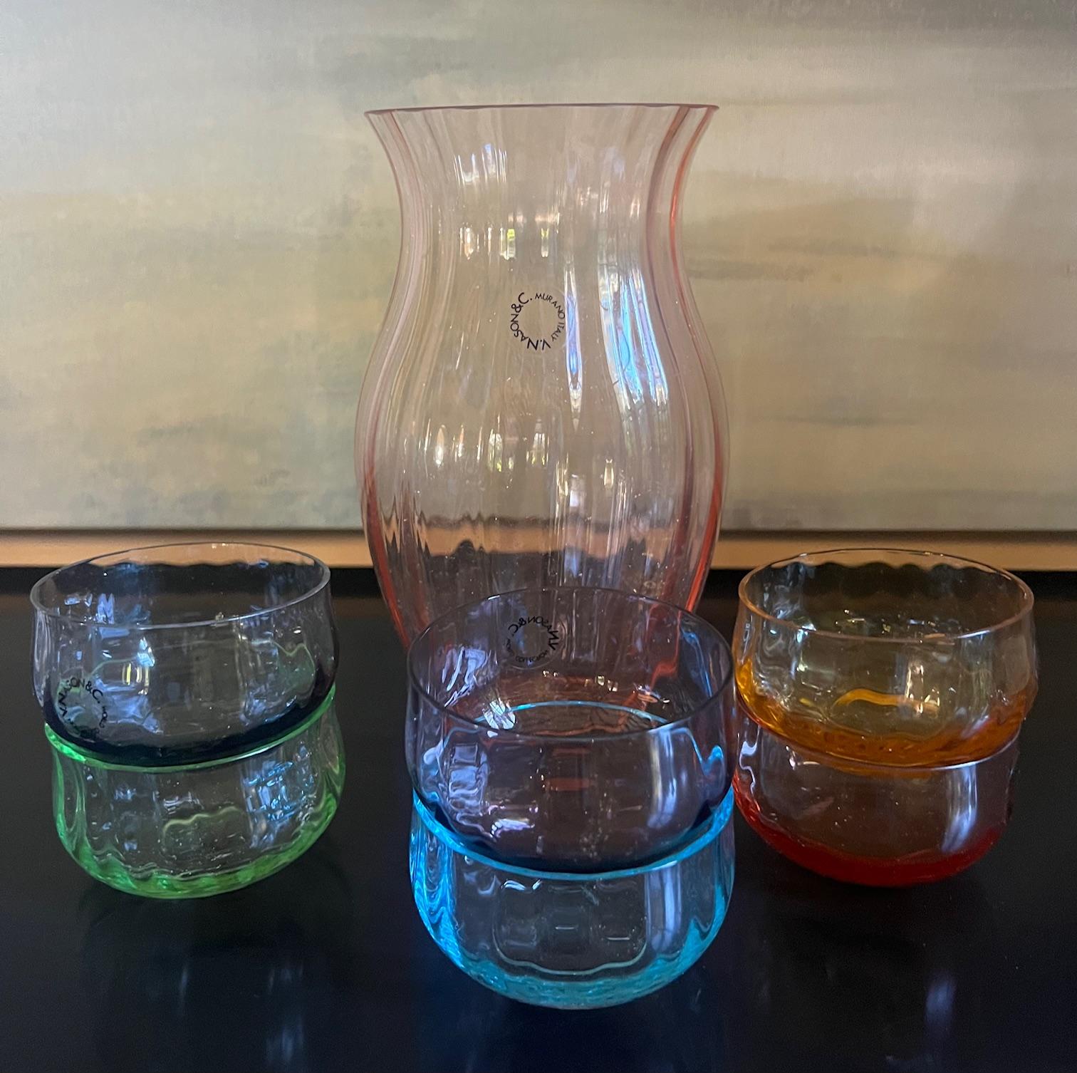 Juego de copas o jarrones de cristal de Murano, Murano Italia por v. Nason & C. en venta 1