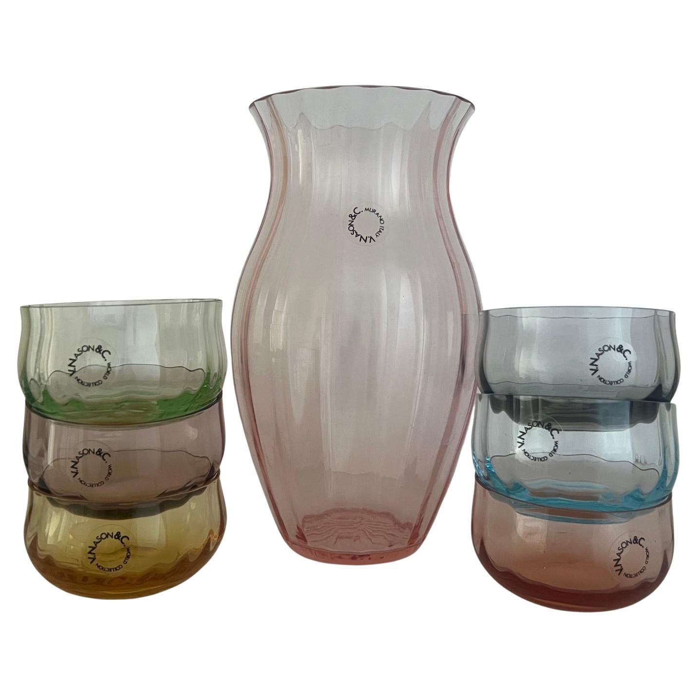 Set di bicchieri o vasi in vetro di Murano, Murano Italia di A.I.I. & C.