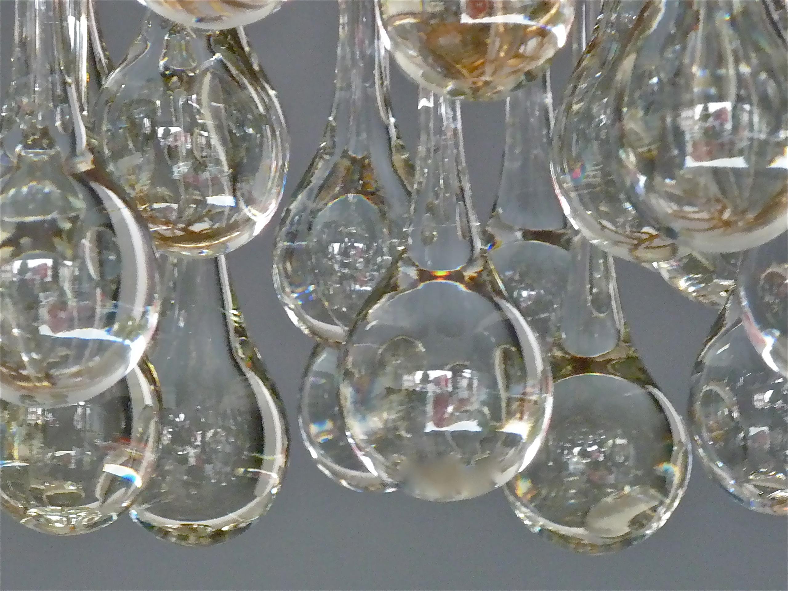Murano Glass Drop Chandelier Sputnik Gilt Brass Palme Lamp 1960s Venini Style For Sale 5
