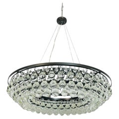 Murano Glass Drop Chandelier with Blackened Metal Frame, Made in Italy