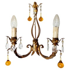 Murano Glass Drop Gold Wall Light Italy Murano Glass Drop Gold Wall Light Italy
