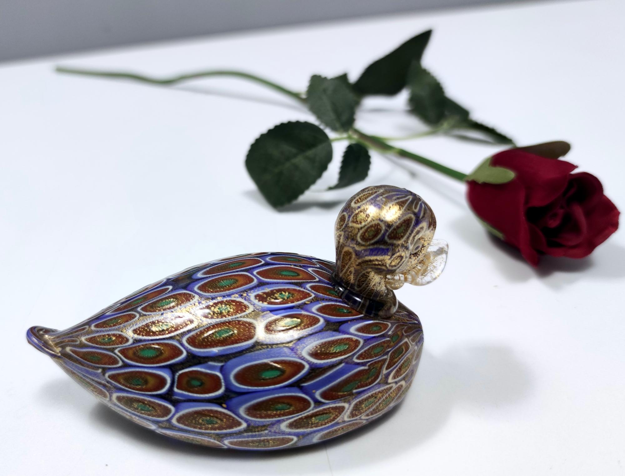 Pato de cristal de Murano de La Murrina con pan de oro, Italia, años 90 Italiano en venta
