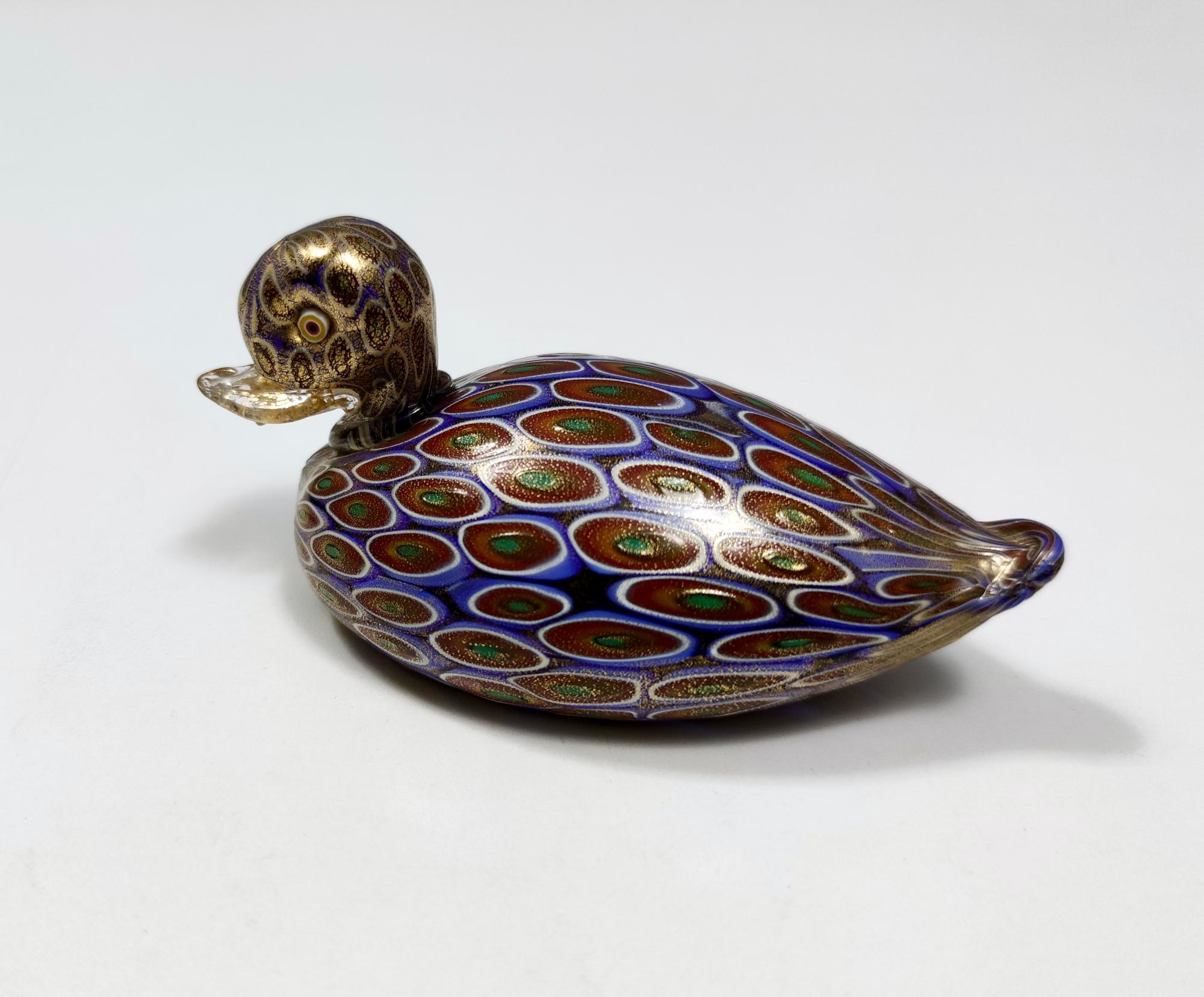 Italian Murano Glass Duck by La Murrina with Gold Leaf, Italy, 1990s For Sale