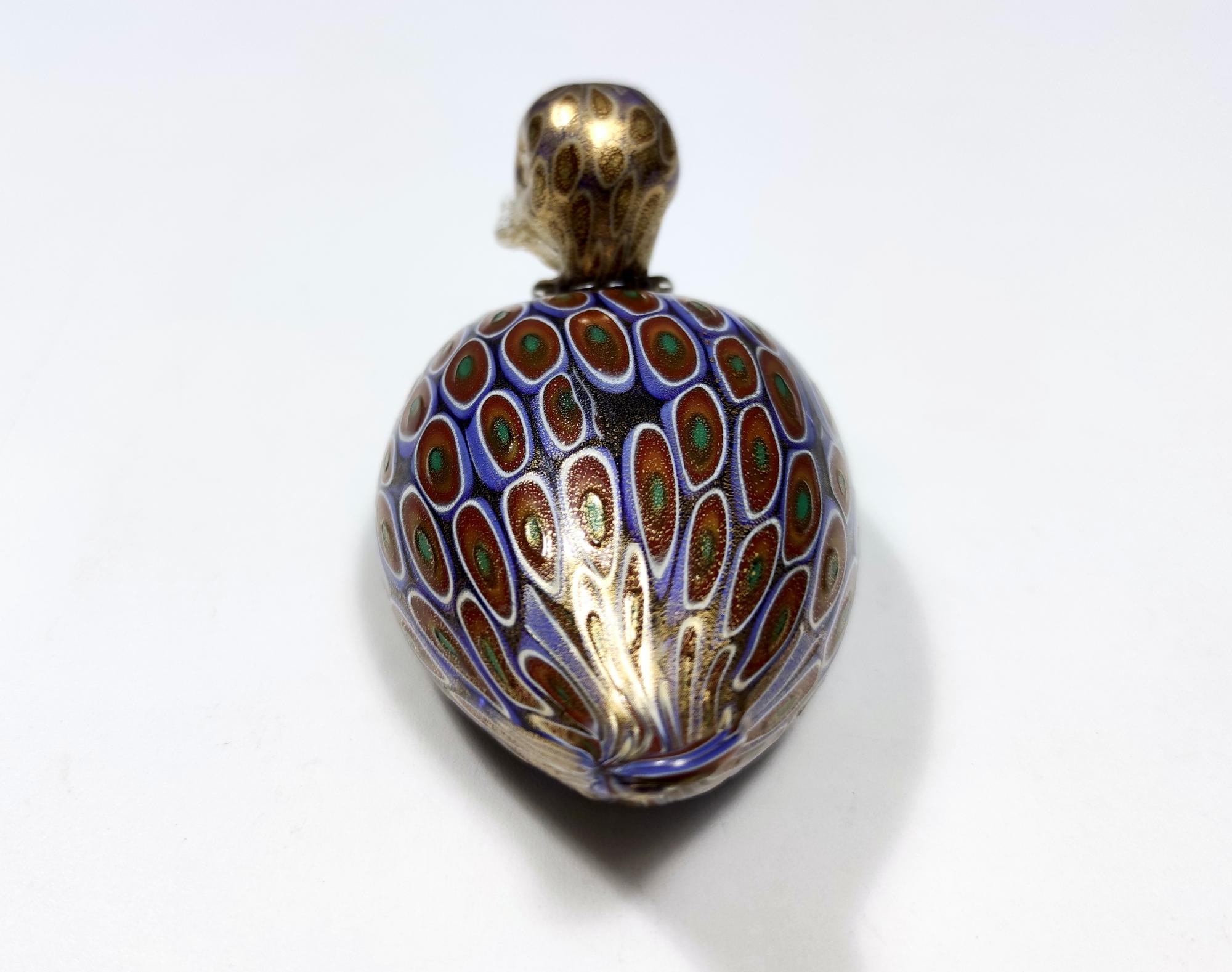 Late 20th Century Murano Glass Duck by La Murrina with Gold Leaf, Italy, 1990s For Sale