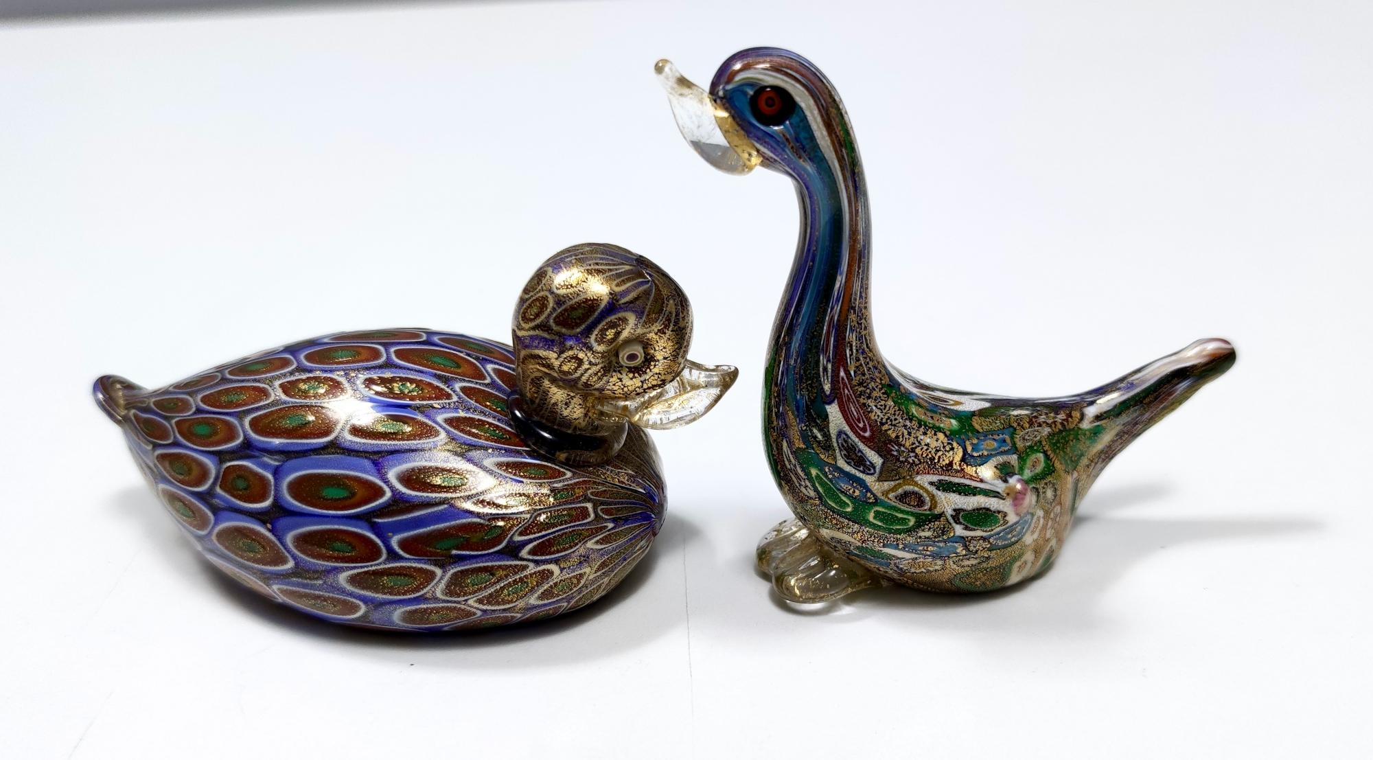 This duck is made in Murano glass with gold leaf and murrines.
It has its original signature and it is in excellent original condition.

Measures: Width 9 cm
Depth 5 cm
Height 9 cm.

 