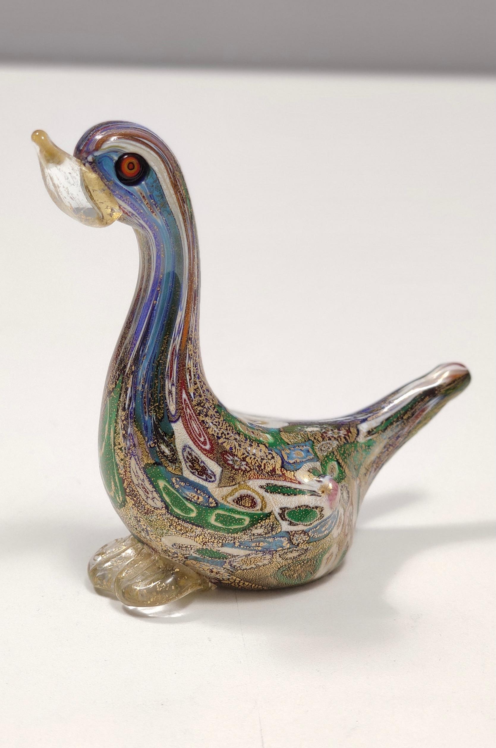 Late 20th Century Murano Glass Duck by La Murrina with Gold Leaf, Italy, 1994