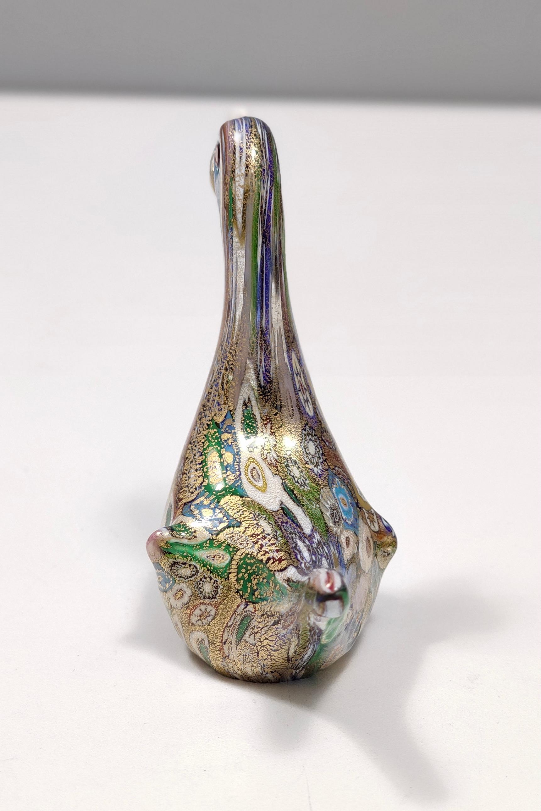 Murrine Murano Glass Duck by La Murrina with Gold Leaf, Italy, 1994