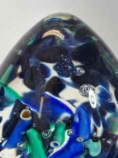 Murano Glass Egg Form Paperweight with Aventurine Inclusions, Italy, 1990s