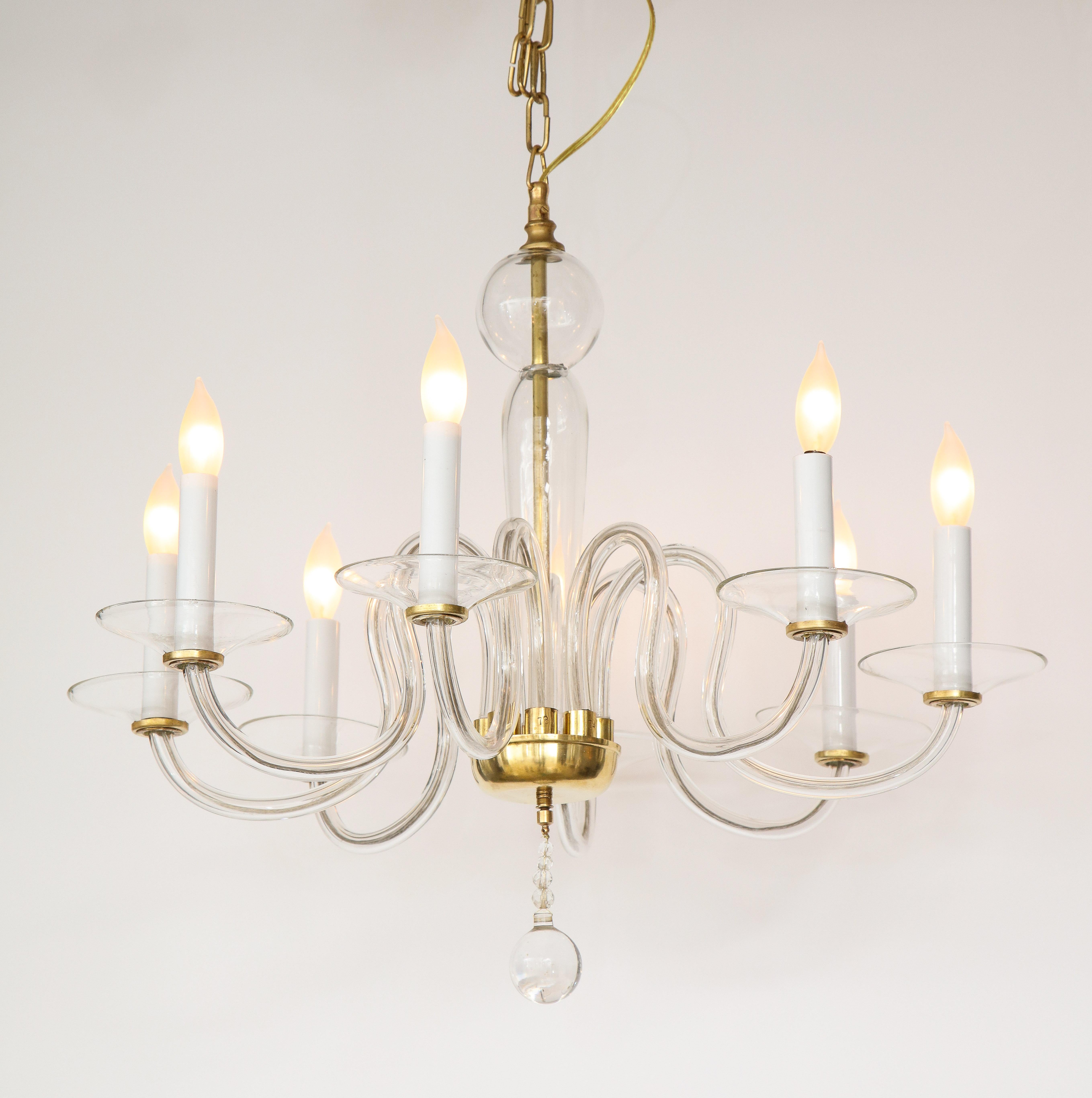Murano Glass Eight Arm Chandelier In Excellent Condition In New York, NY