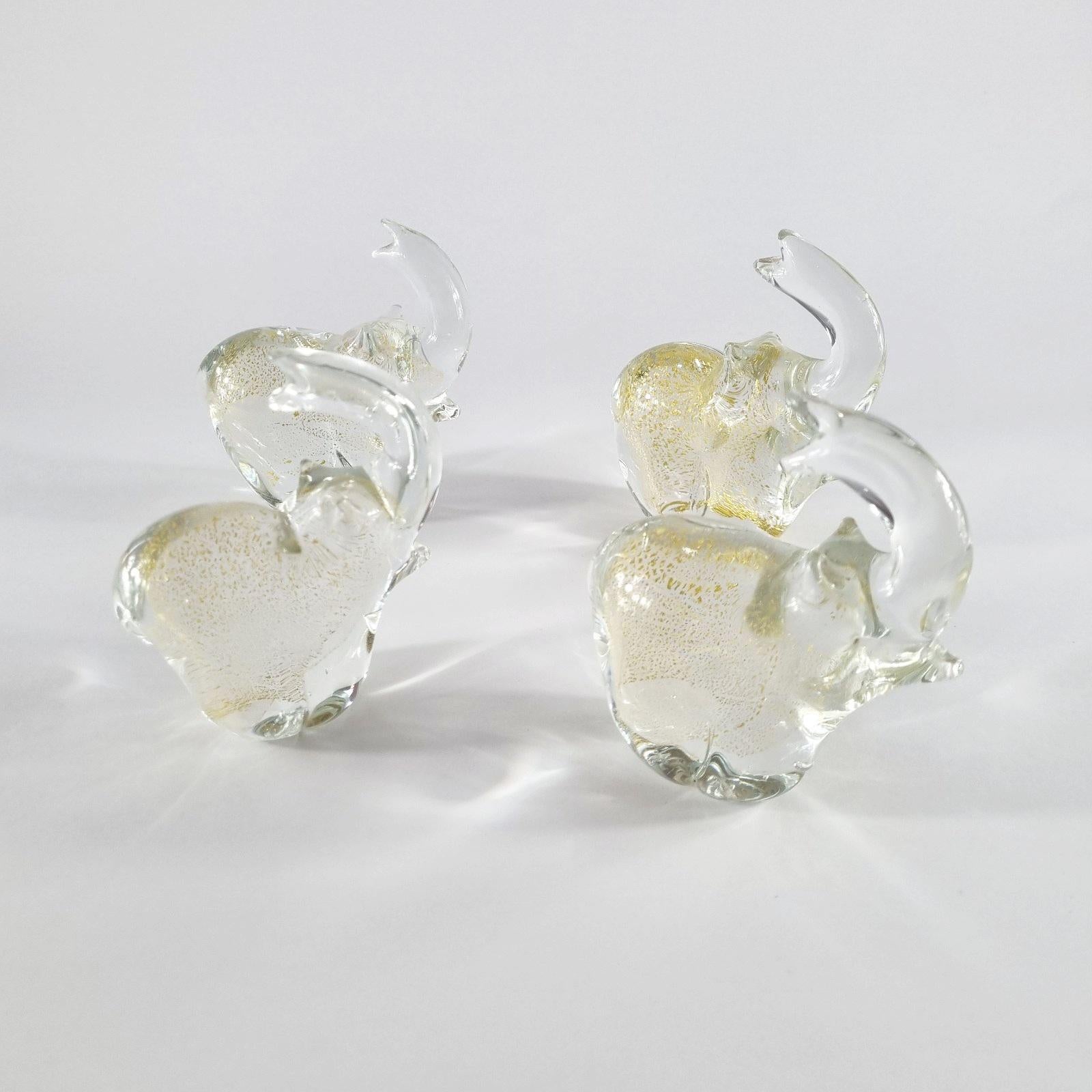 Murano Glass Elephant Paperweight by Studio Pino Signoretto, Italy 60s, Set of 4 (Muranoglas) im Angebot