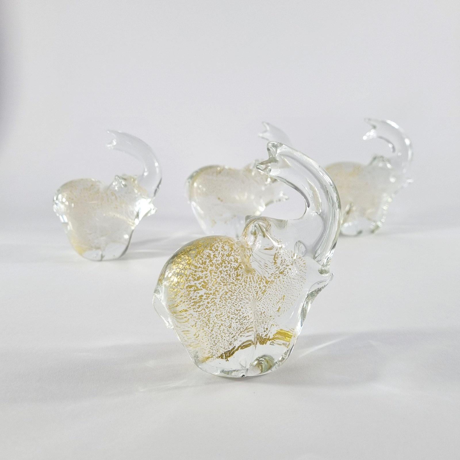 Murano Glass Elephant Paperweight by Studio Pino Signoretto, Italy 60s, Set of 4 im Angebot 1