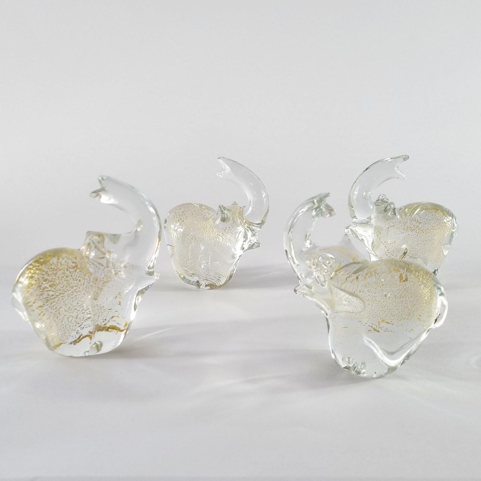 Murano Glass Elephant Paperweight by Studio Pino Signoretto, Italy 60s, Set of 4 im Angebot 2