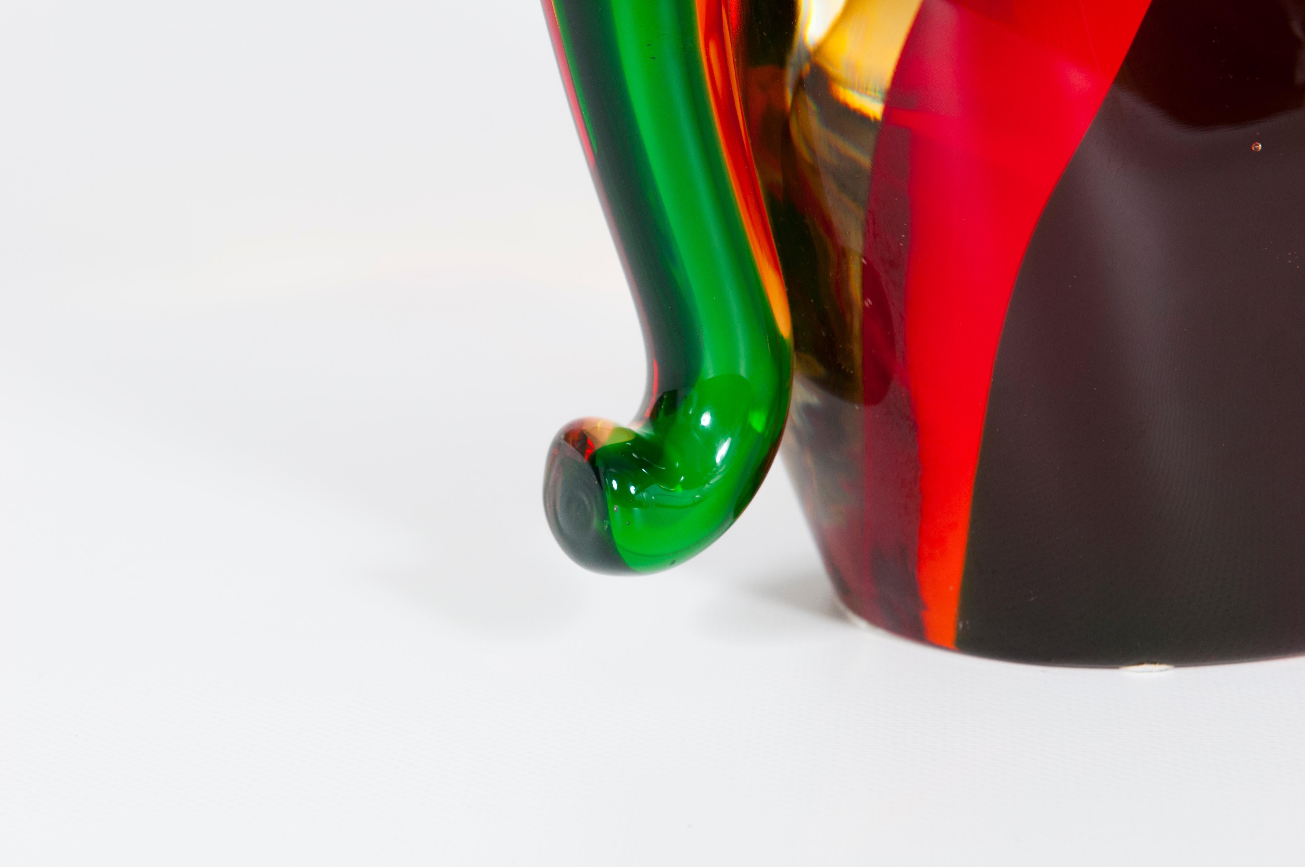 Modern Murano Glass Elephant Sculpture Signed by Romano Donà 1990s Multicolor Italy For Sale