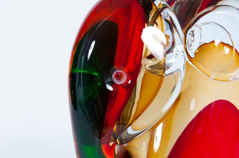 Italian Murano Glass Elephant Sculpture Signed by Romano Donà 1990s Multicolor Italy For Sale