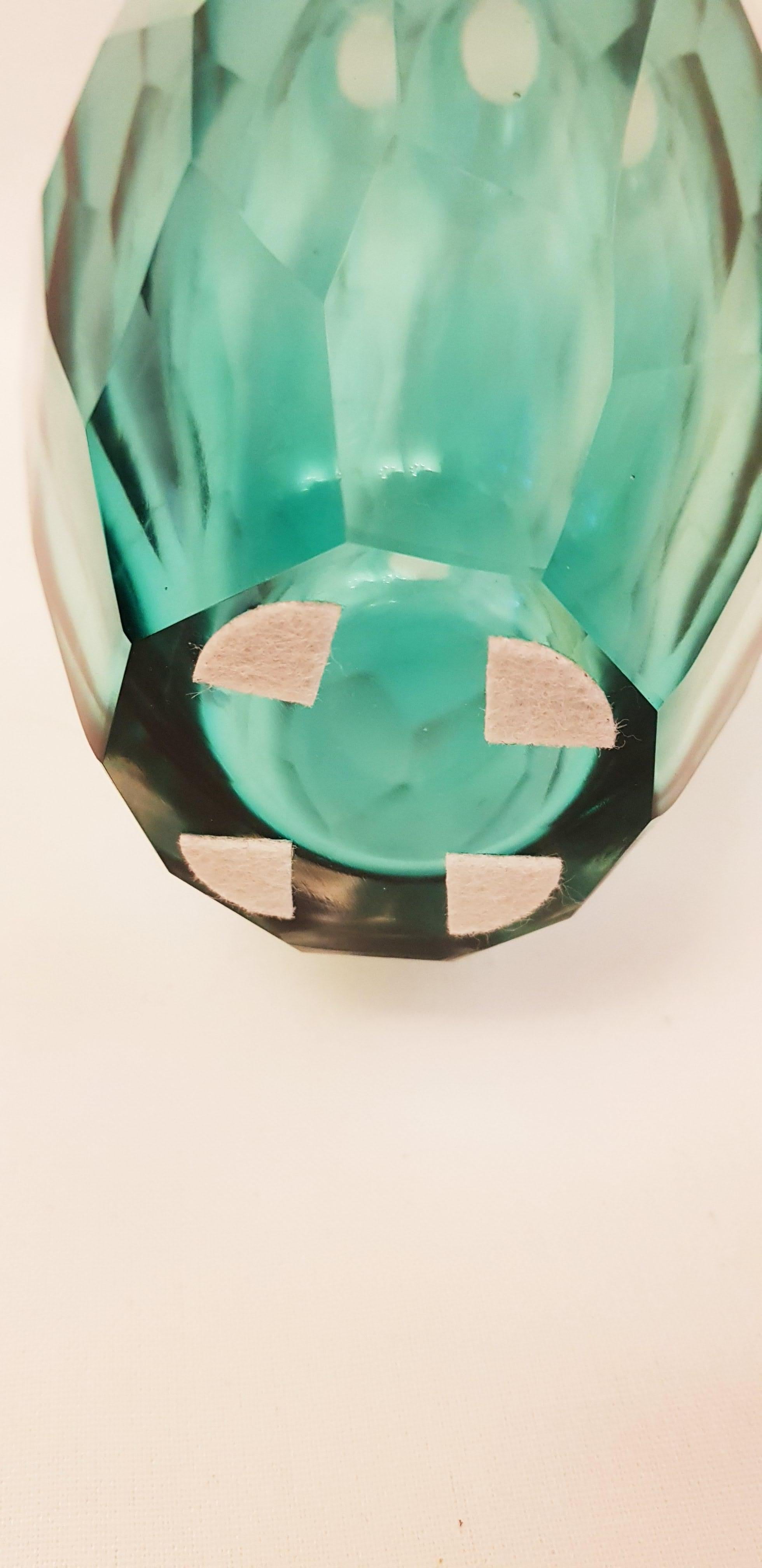 Murano Glass Emerald Battuto Vases For Sale 3
