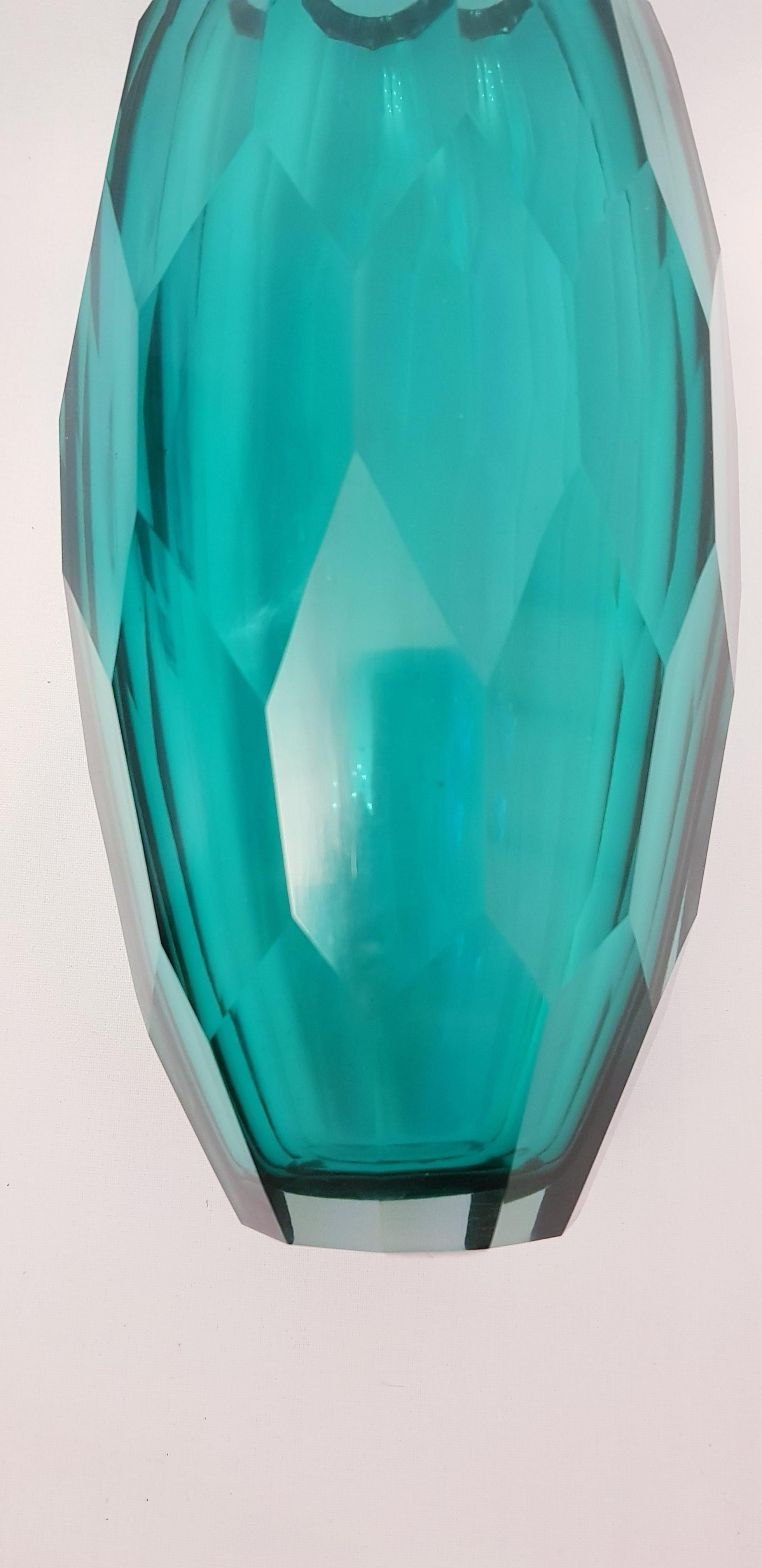 Murano Glass Emerald Battuto Vases For Sale 6