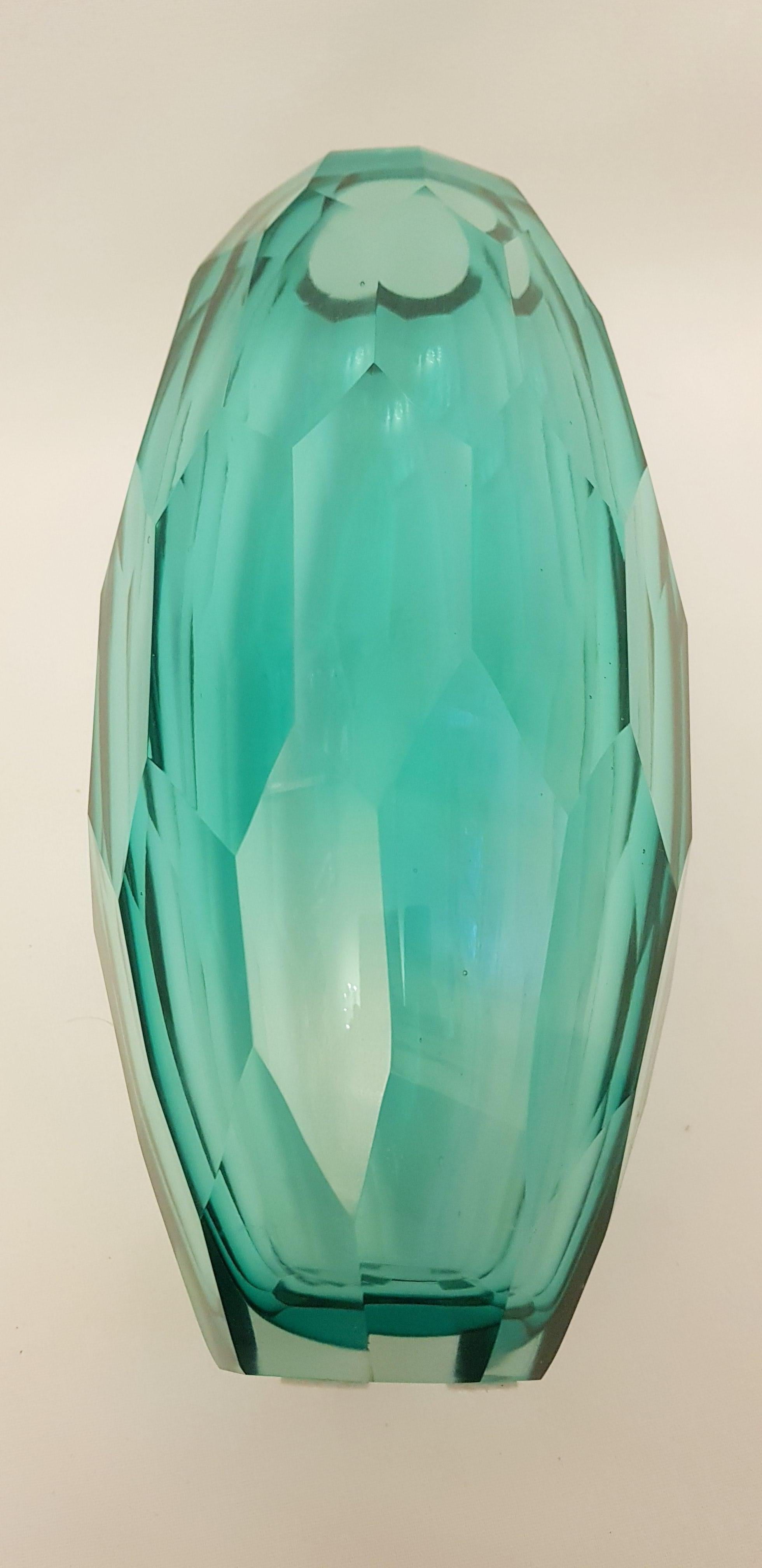 Murano Glass Emerald Battuto Vases For Sale 2
