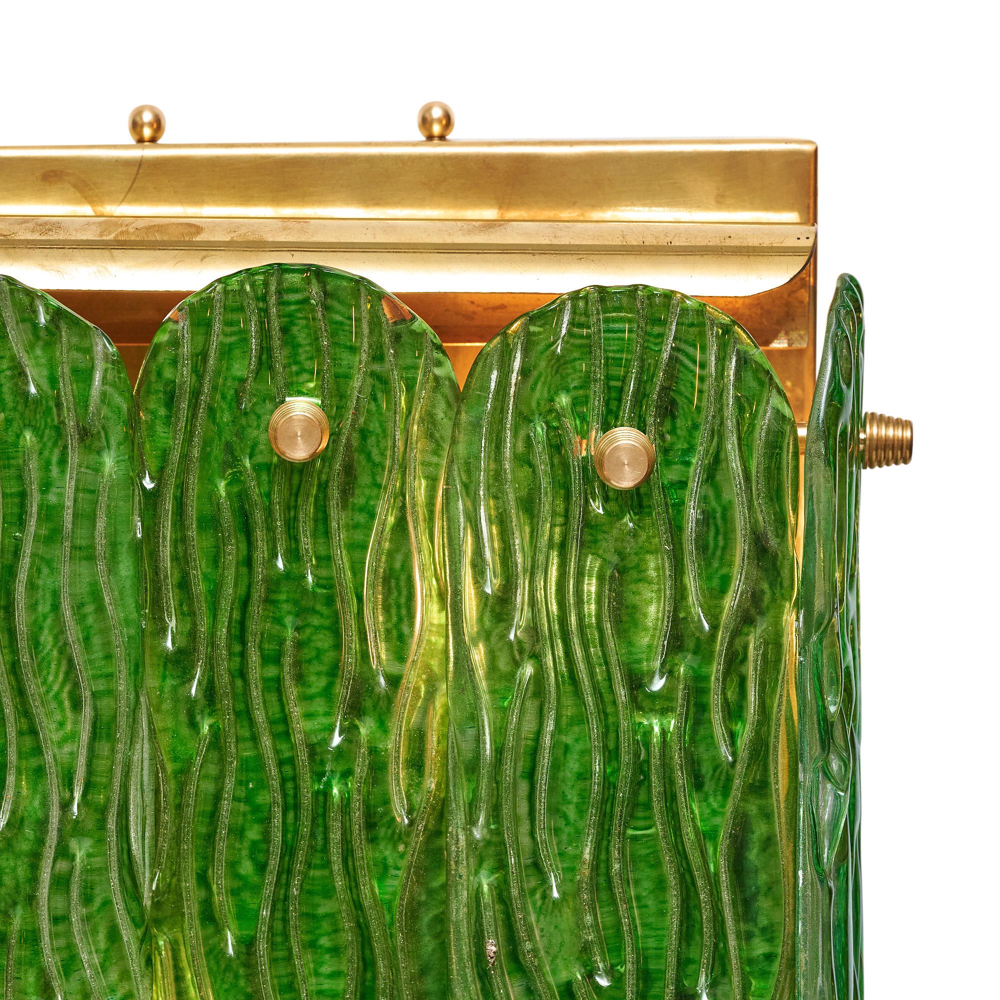 Apliques de cristal de Murano verde esmeralda Moderno de mediados de siglo en venta