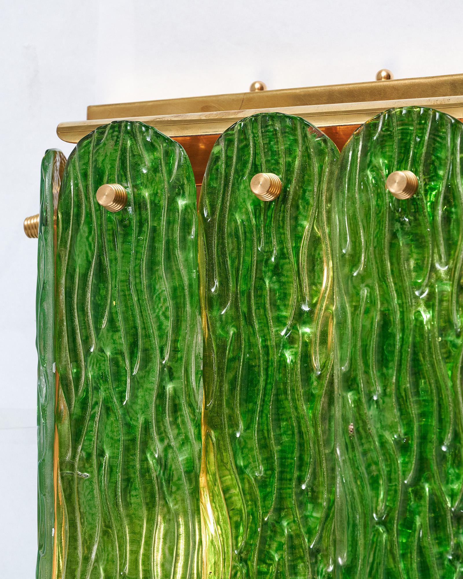 Apliques de cristal de Murano verde esmeralda Italiano en venta