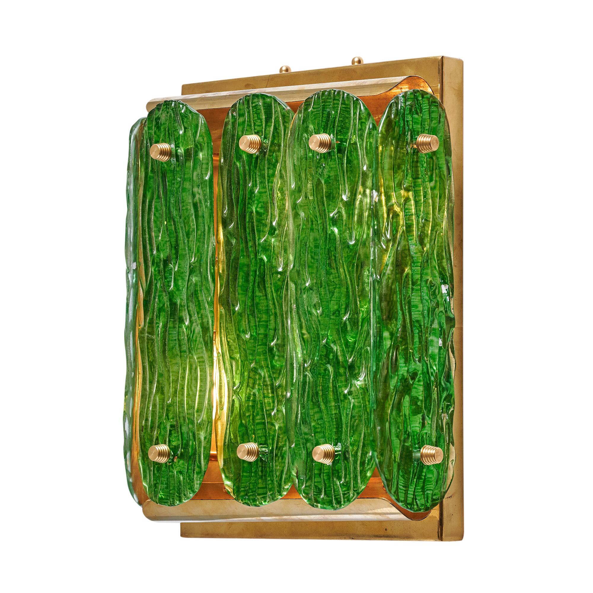 Apliques de cristal de Murano verde esmeralda en Nuevo estado para la venta en Austin, TX
