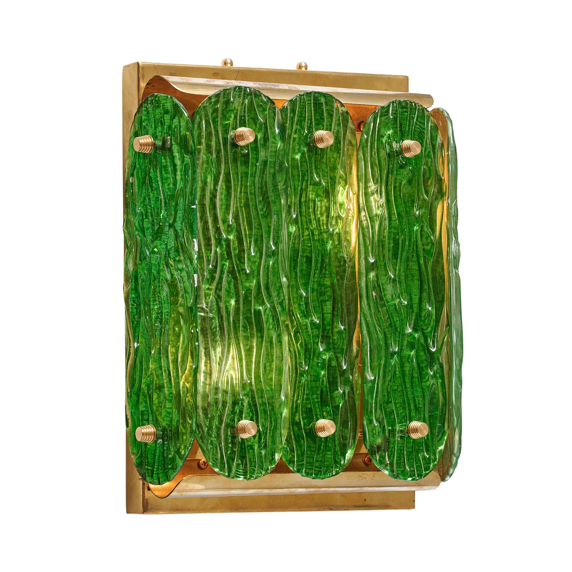 Apliques de cristal de Murano verde esmeralda Siglo XXI y contemporáneo en venta
