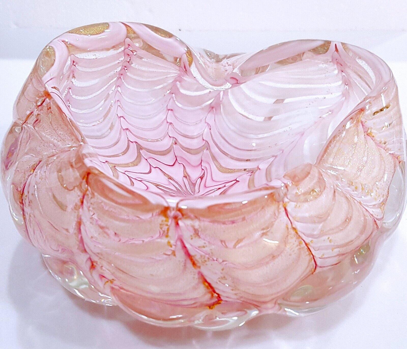 Other Murano Glass Ercole Barovier/Toso Pink w/Gold Polveri & Bullicante Large Bowl