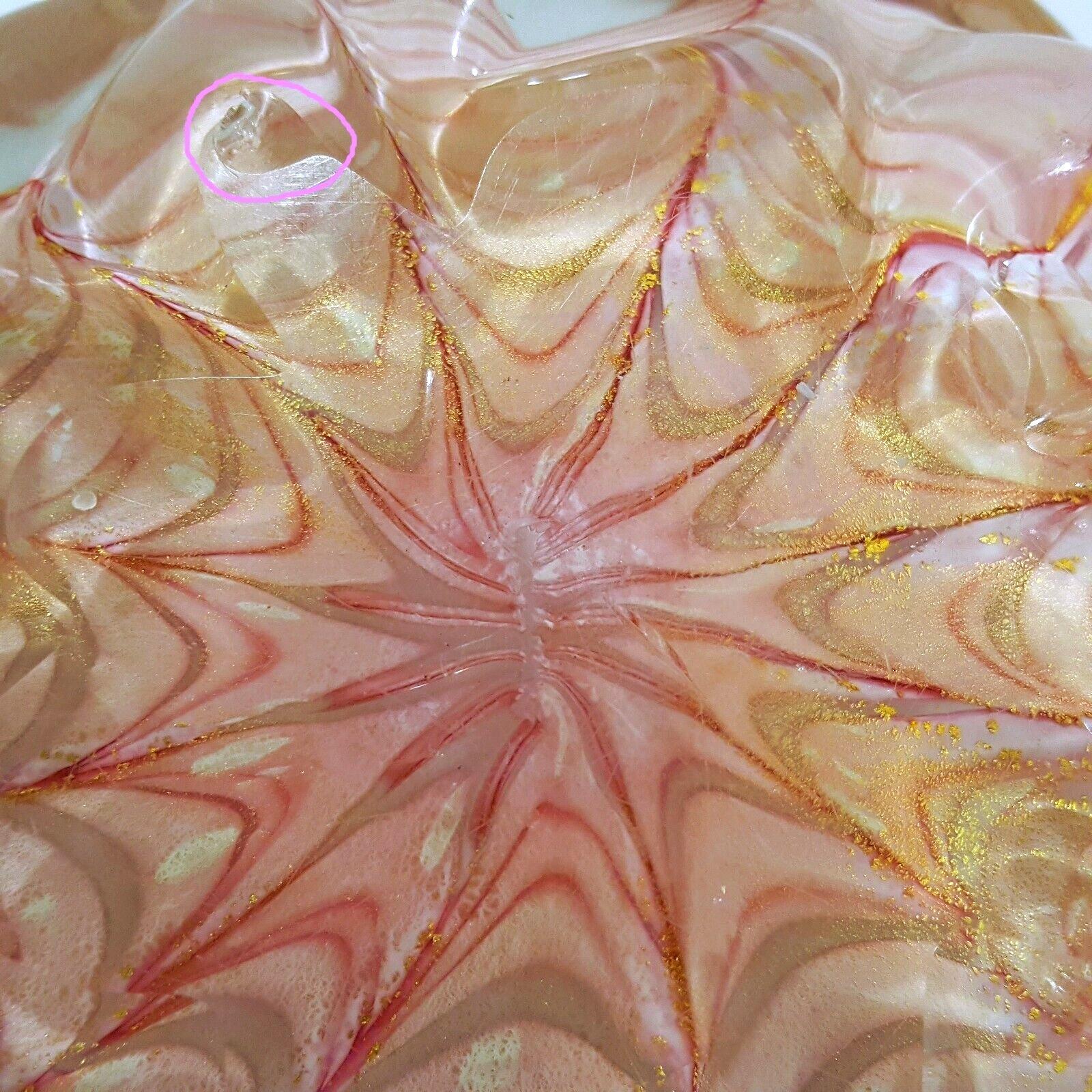 Murano Glass Ercole Barovier/Toso Pink w/Gold Polveri & Bullicante Large Bowl In Fair Condition In Warrenton, OR
