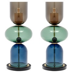 Murano Glass Ettore Sottsass Style Urn Lamps