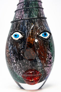 Murano glass face vase, Anthropomorphic sculptural vase
