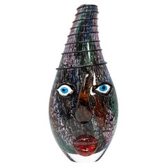 Murano glass face vase, Anthropomorphic sculptural vase