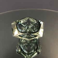 Murano Glass Faceted "diamond" Sommerso Bowl Element Ashtray Murano Italy, 1970s