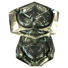 Murano Glass Faceted "diamond" Sommerso Bowl Element Ashtray Murano Italy, 1970s