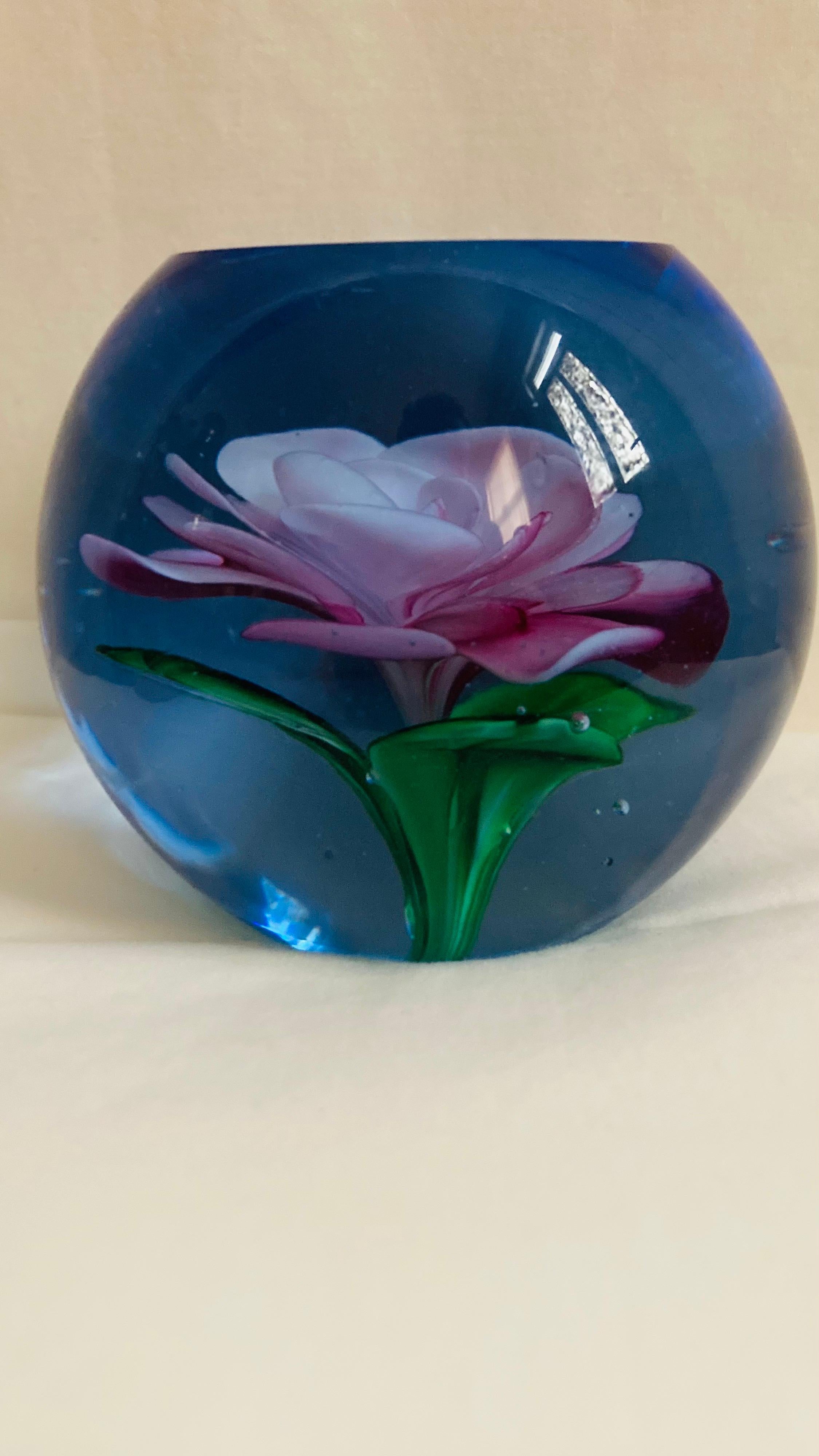 Late 20th Century Murano Glass Faceted Paperweight For Sale