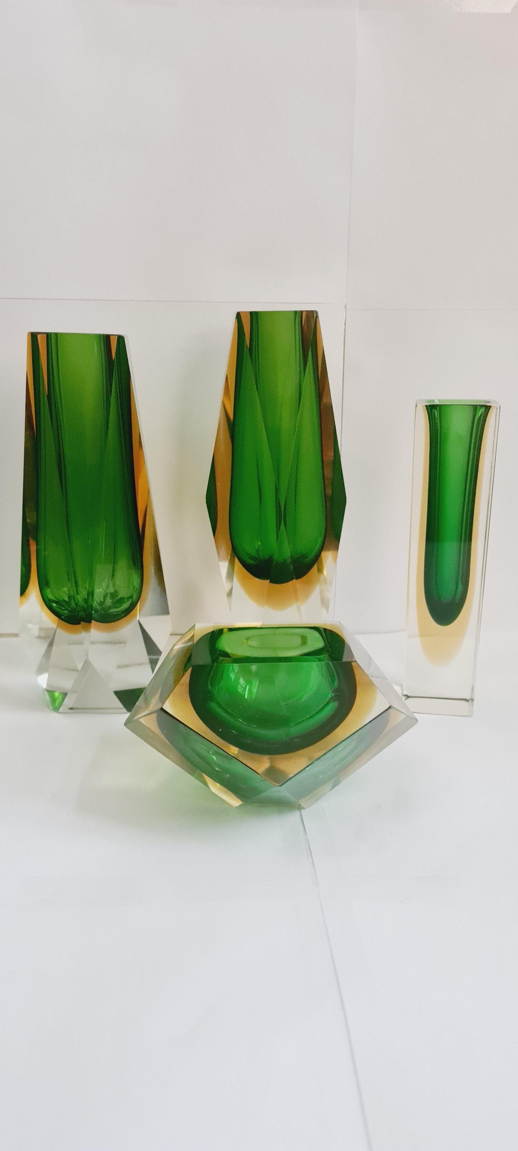 Vitange Murano Glass Faceted vases and caviar bowl For Sale 11