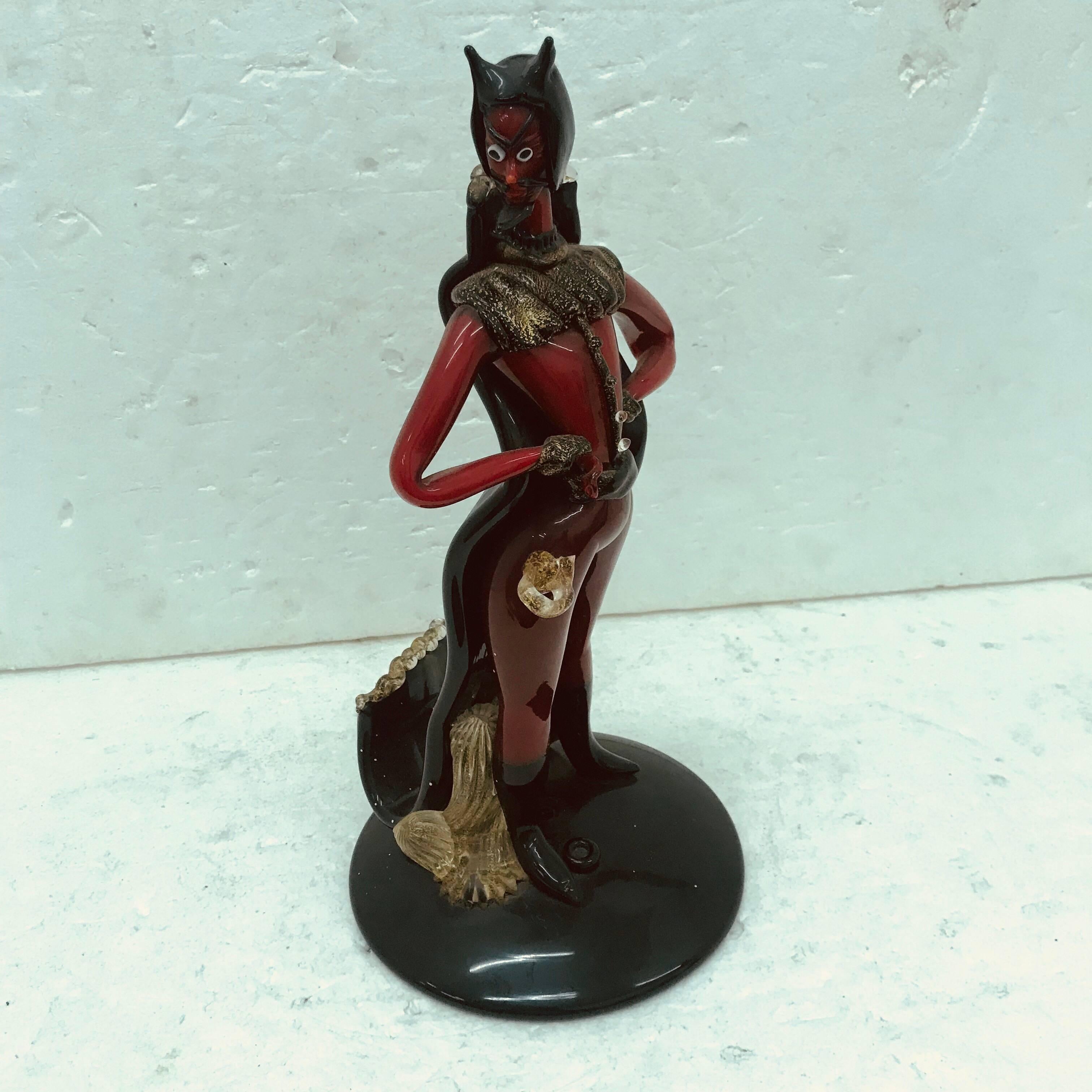 1960s Red and Black Murano Glass Faust Sculpture by A.Ve.M, Italy 2