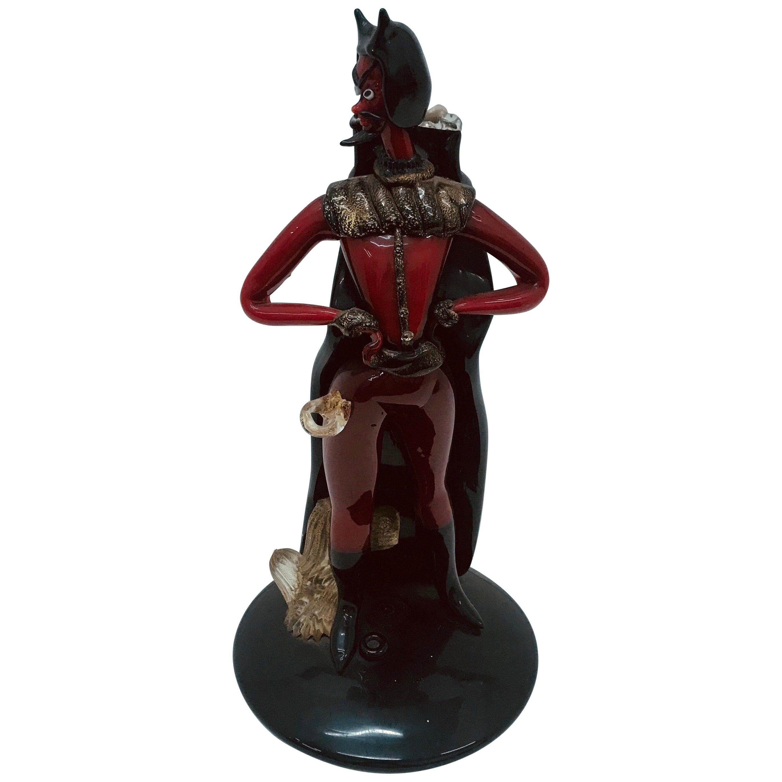 1960s Red and Black Murano Glass Faust Sculpture by A.Ve.M, Italy