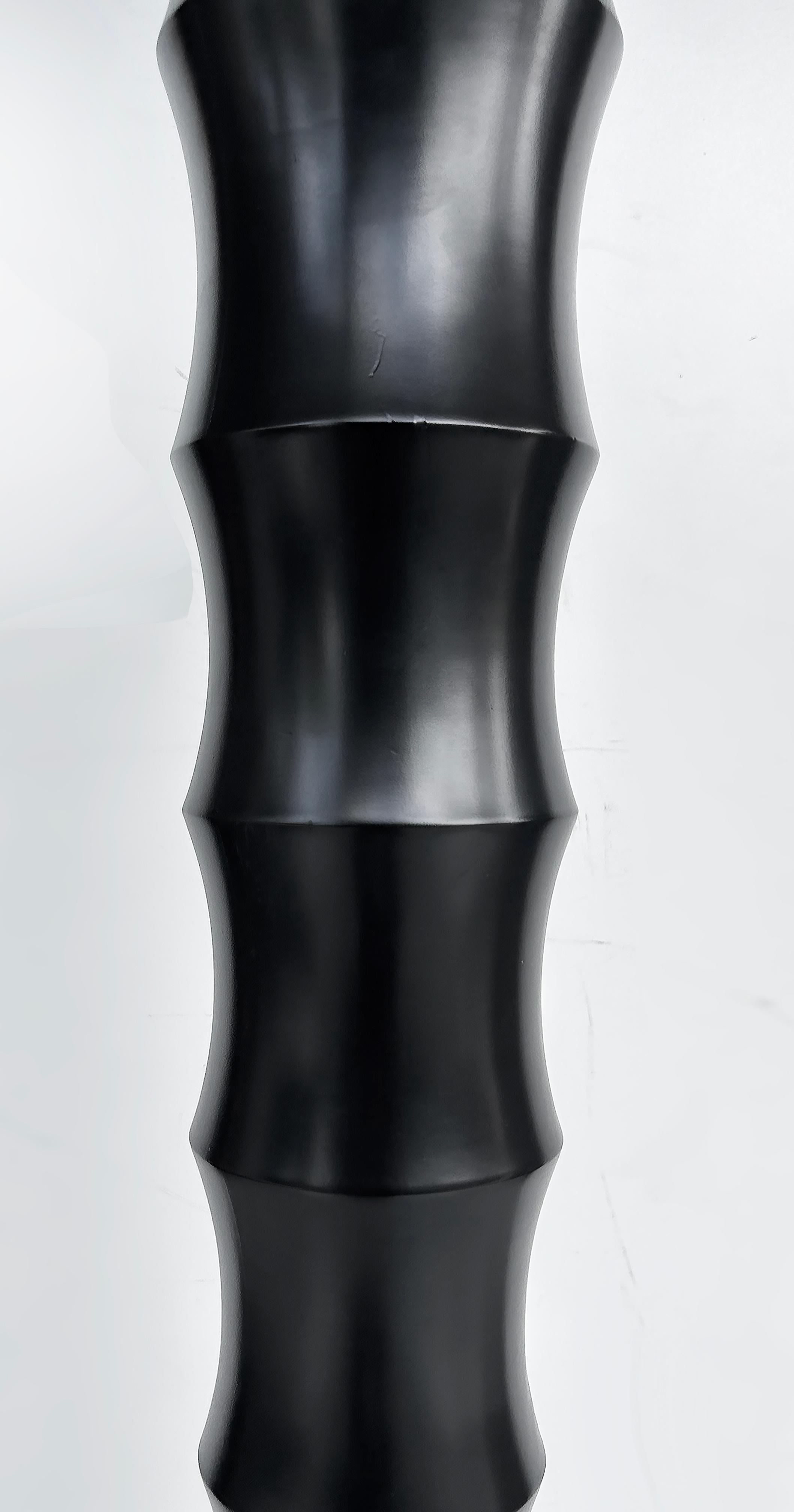 Ebonized Murano Glass, Faux Bamboo Wood Torchère Floor Lamp, Italy For Sale