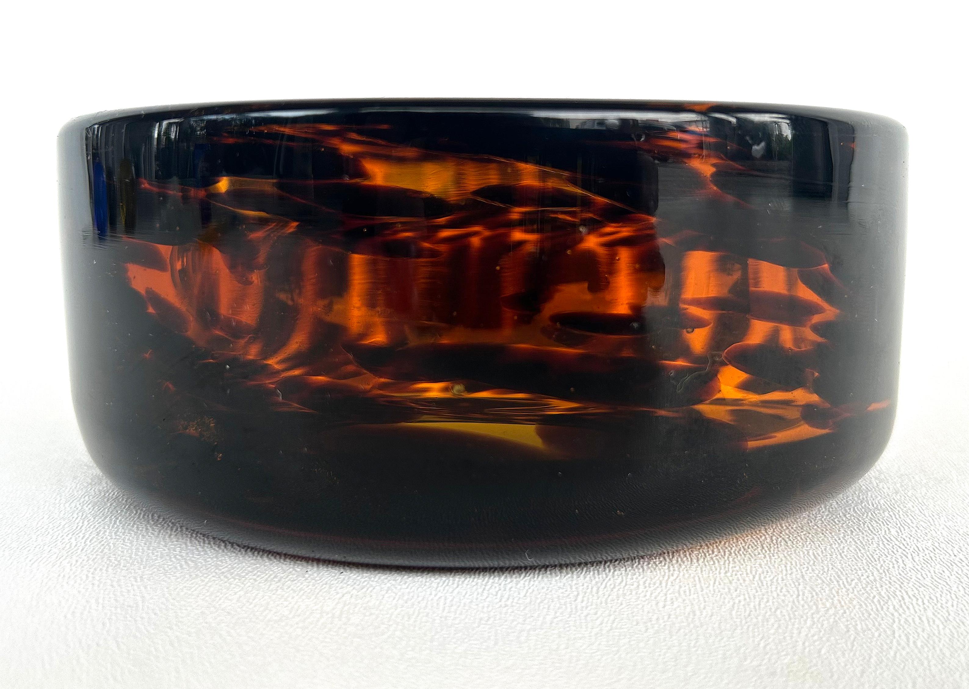 Blown Glass Murano Glass Faux Tortoise Shell Round Ashtray, Mid-Century to-late 20th Century