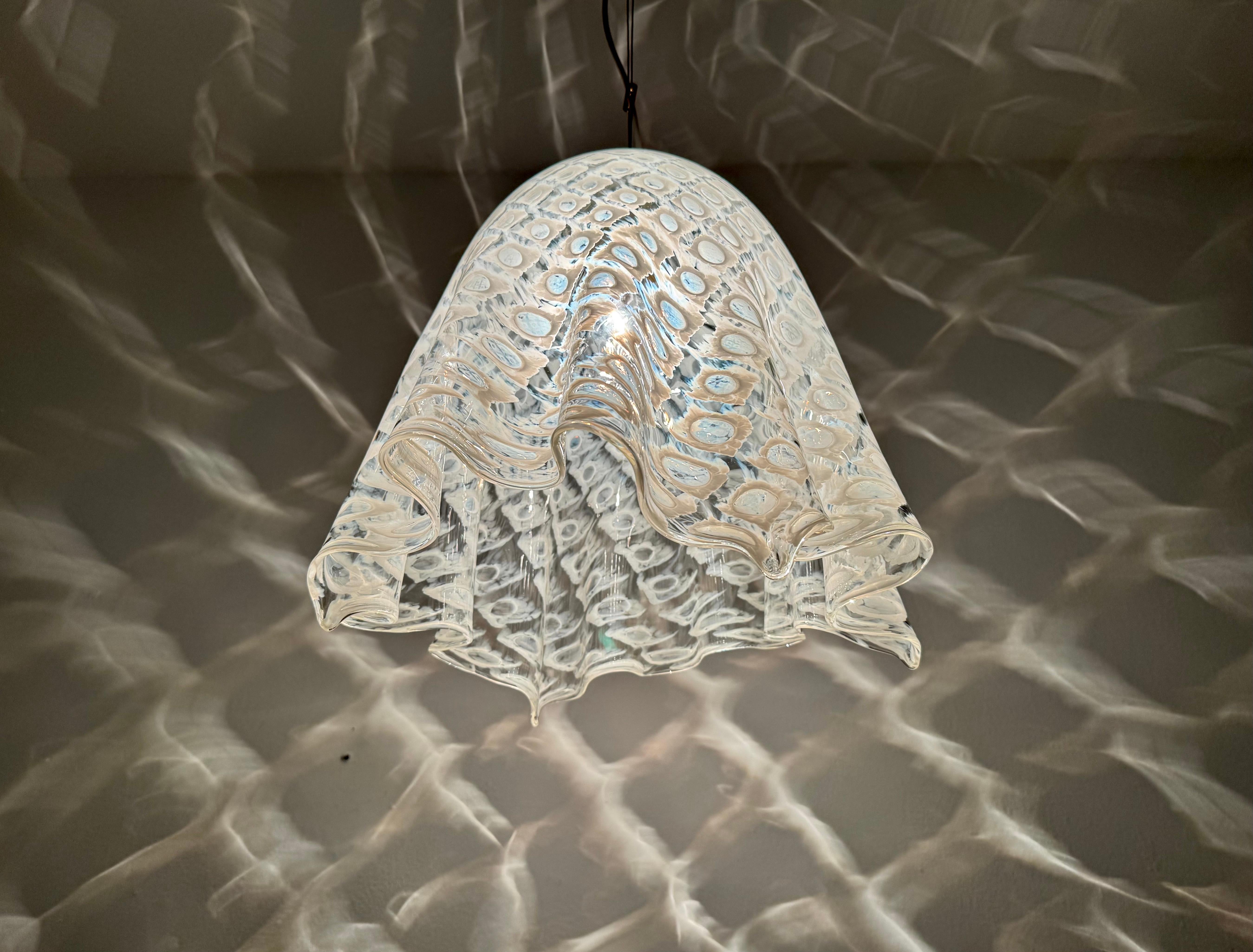 Lampada a sospensione Fazzoletto in vetro di Murano di Paolo Venini in vendita 3