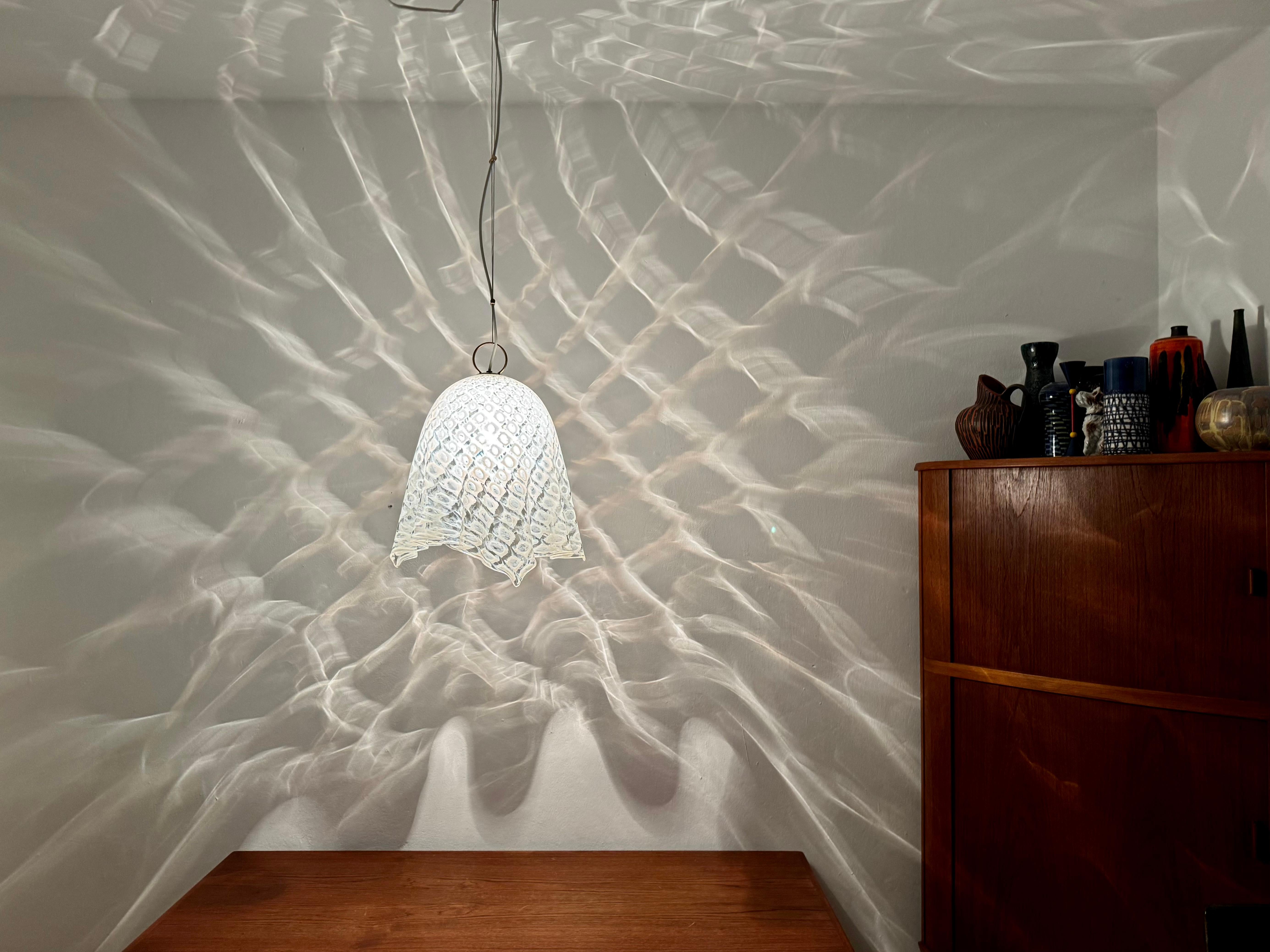 Lampada a sospensione Fazzoletto in vetro di Murano di Paolo Venini in vendita 4