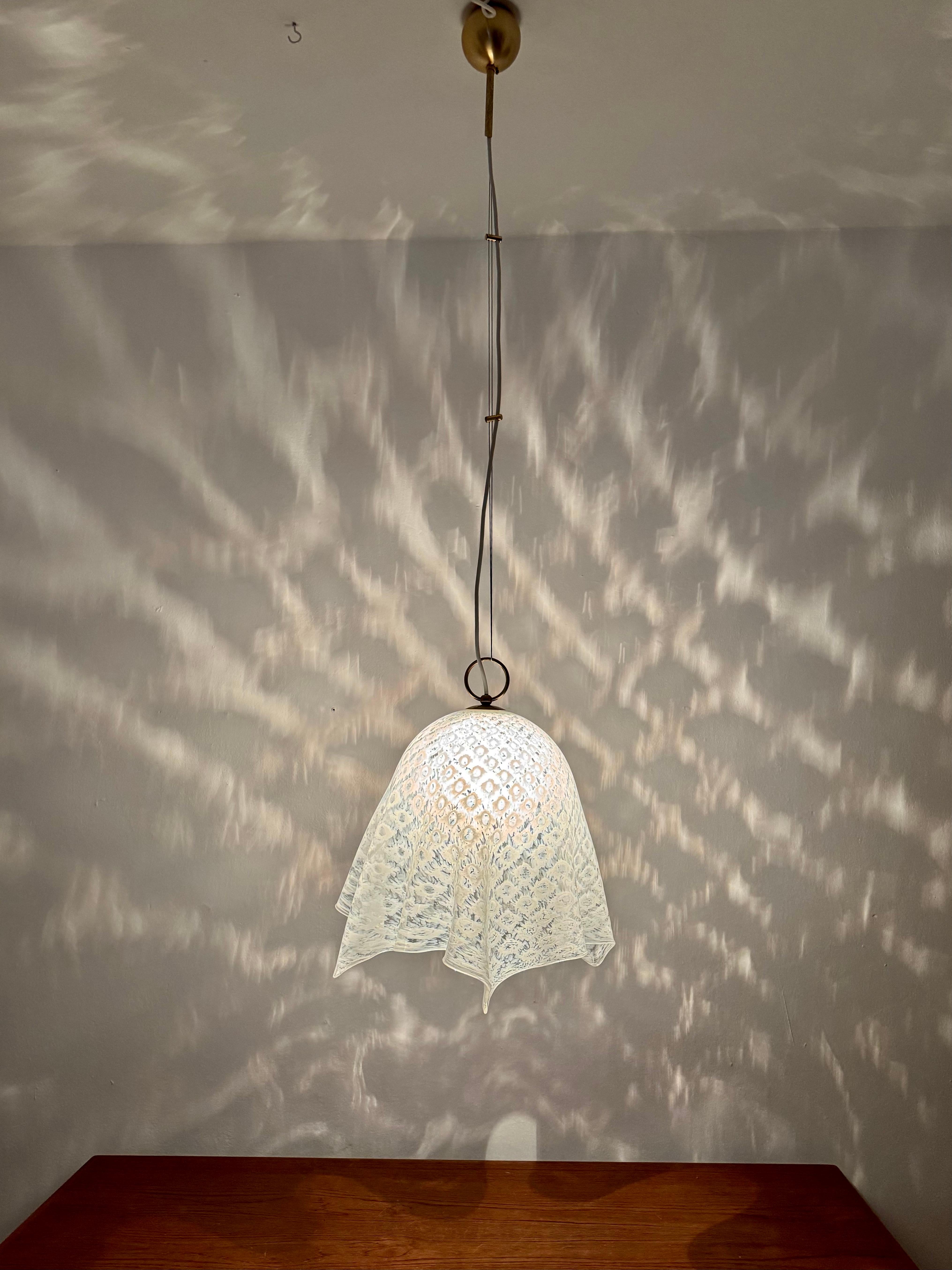 Lampada a sospensione Fazzoletto in vetro di Murano di Paolo Venini in vendita 5