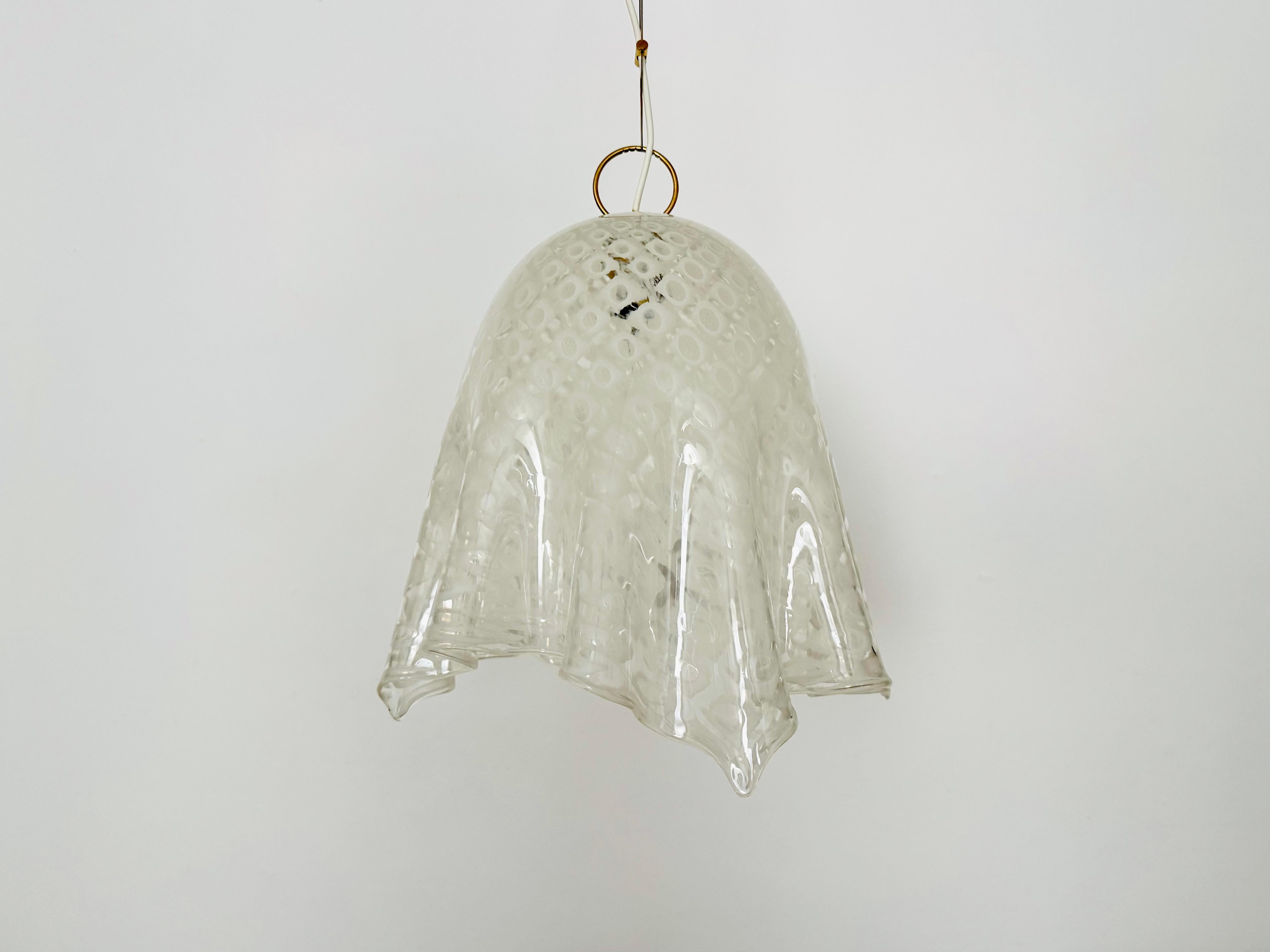 Mid-Century moderno Lampada a sospensione Fazzoletto in vetro di Murano di Paolo Venini in vendita