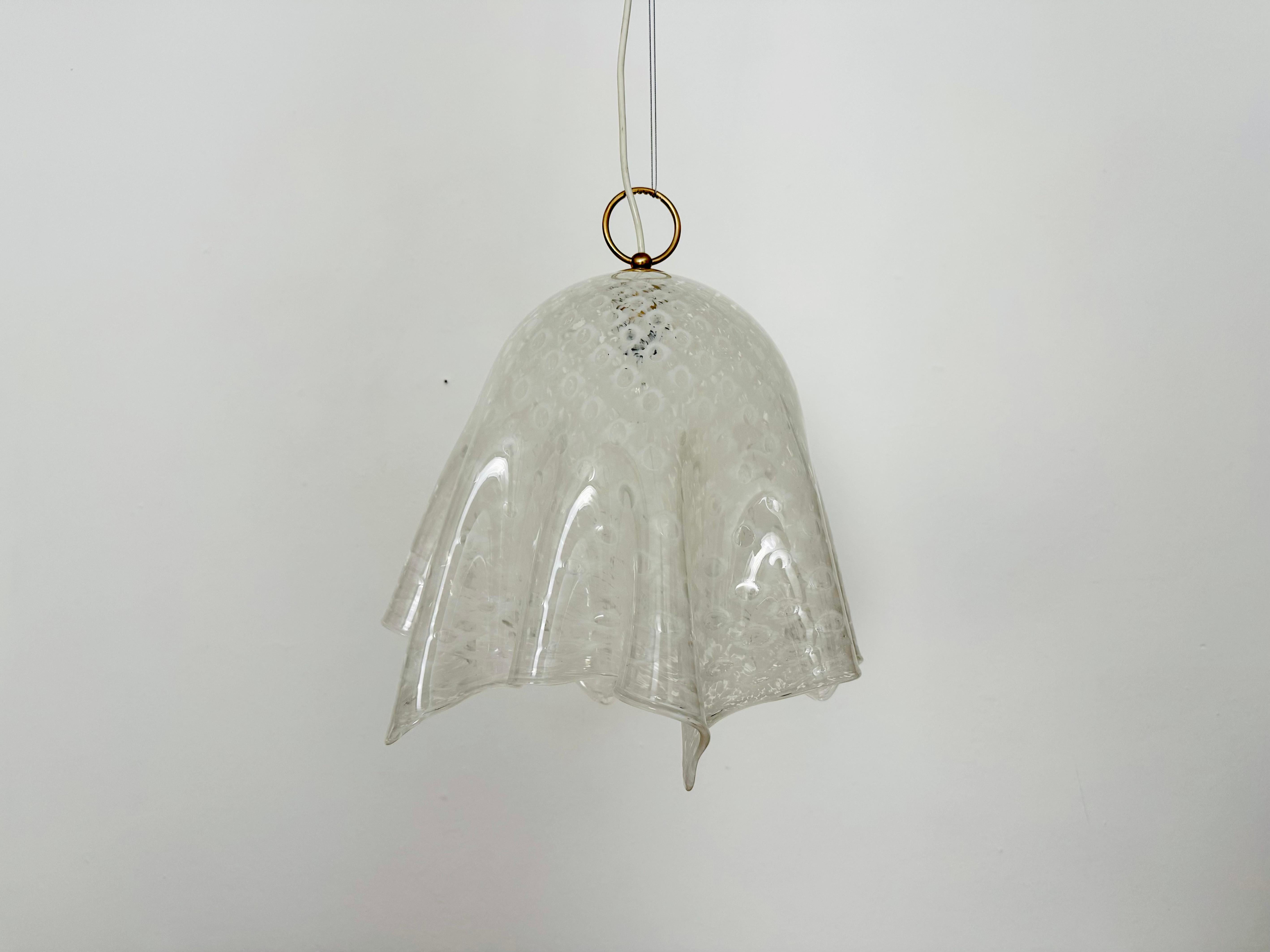 Mid-Century moderno Lampada a sospensione Fazzoletto in vetro di Murano di Paolo Venini in vendita