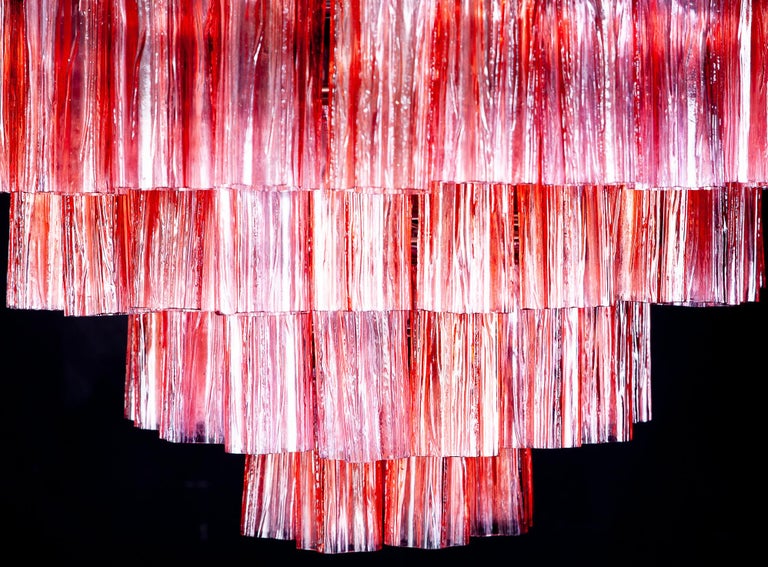 Murano Glass Red Stunning Tronchi Chandelier in the style of Venini c. 2000s 2