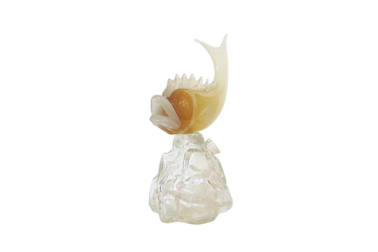 Murano Glass Fish Decanter Bottle by Seguso Alabastro For Sale at 1stDibs