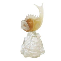 Murano Glass Fish Decanter Bottle by Seguso Alabastro